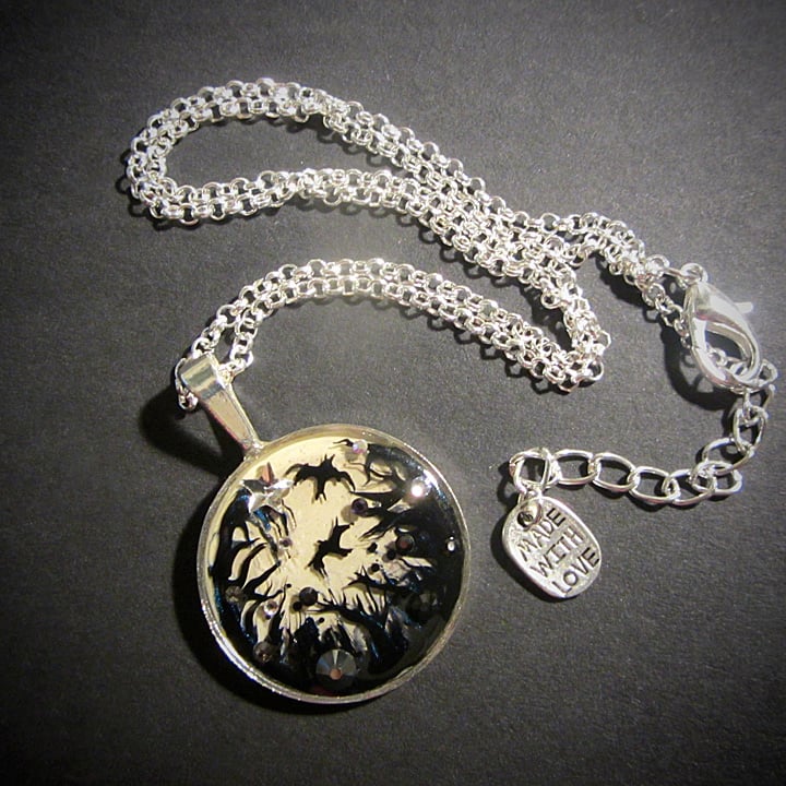 Forest Macabre Silver Round Pendant