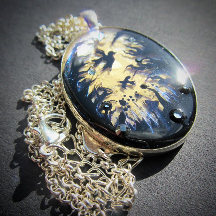 Forest Macabre Oval Silver Pendant * ON SALE - Was £25 now £13 *