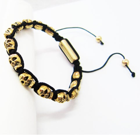 Image of Pedigree X: Handmade 24k Plated Gold Skull Bracelet