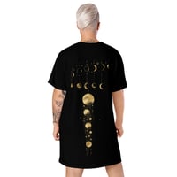 Image 4 of Celestial Planetary Black and Gold Inspired T-shirt dress