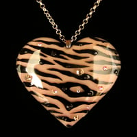 Image 1 of Blush Pink Zebra Stripe Resin Heart Pendant - ON SALE - WAS £14 NOW £10