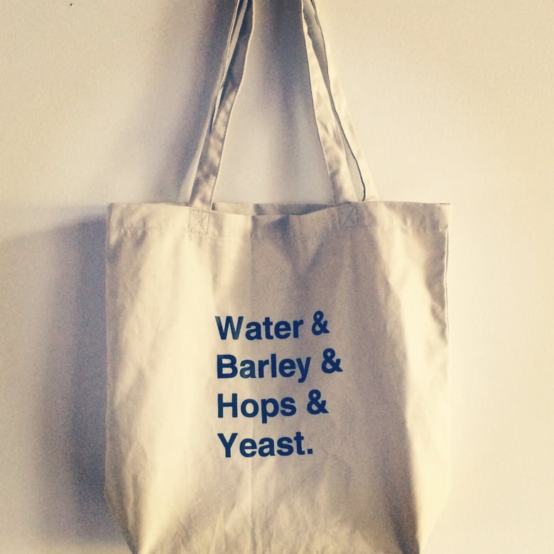 Image of Water Barley Hops Yeast Beer Screen Printed Organic Cotton Tote Bag