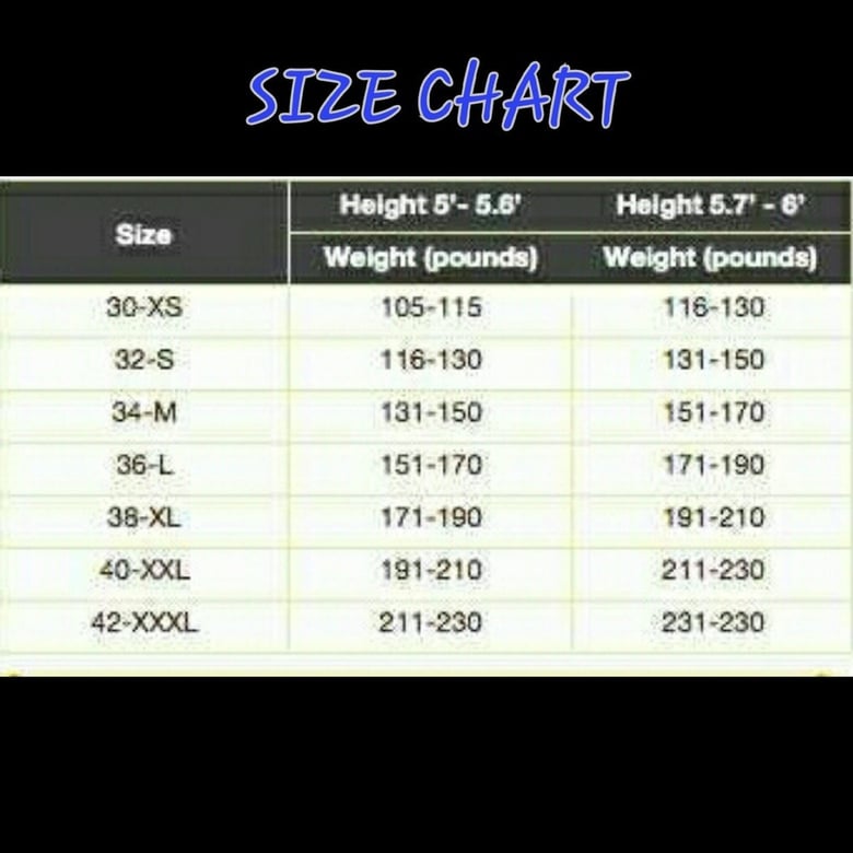 Image of Size Chart for Waist Trainer