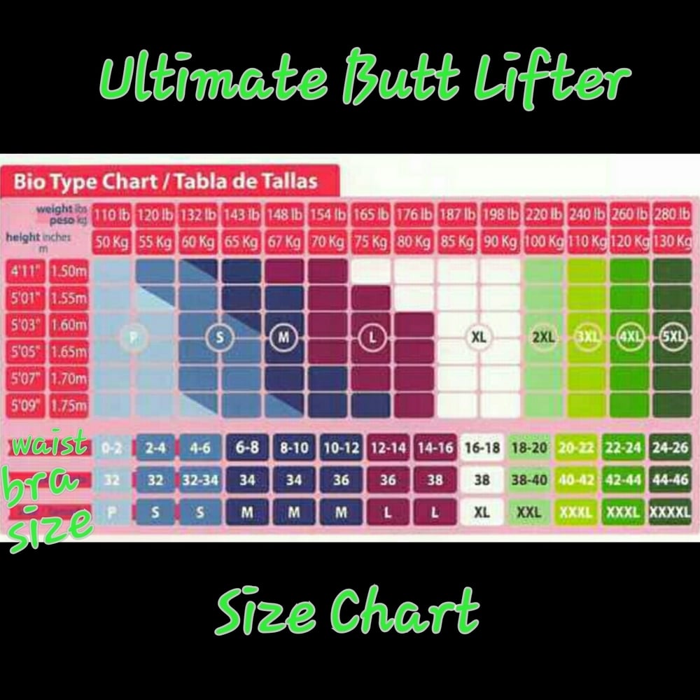 Butt Lifter Size Chart | Curvacious Transformations