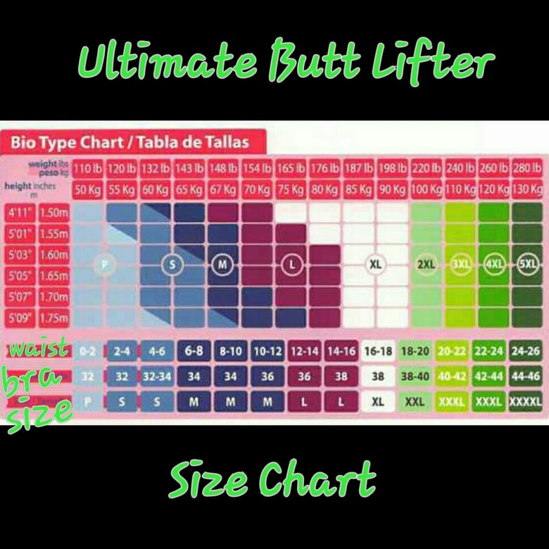 Image of Butt Lifter Size Chart