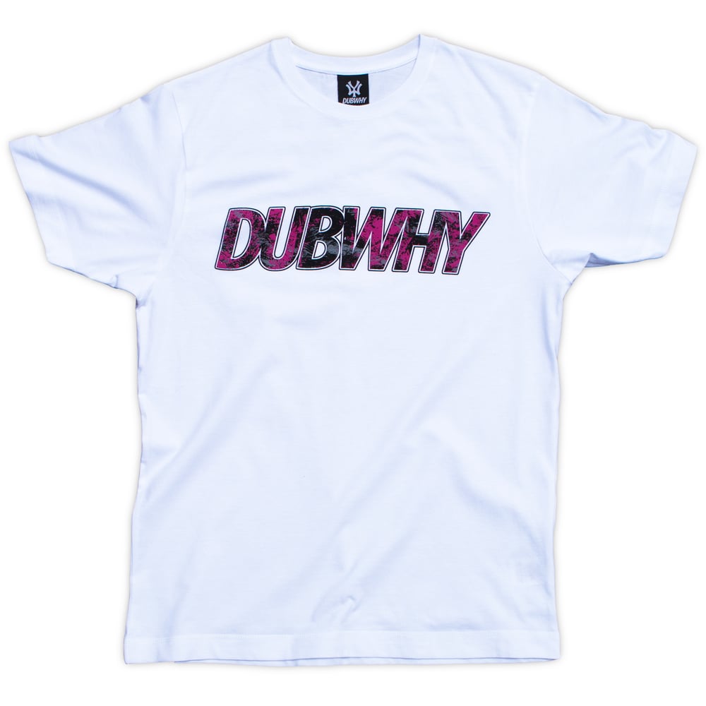 Image of 'DUBWHY' T-Shirt - White/Hot Pink