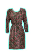 Image of Vintage Floral Print Pink Blue Black Long Sleeve Ruffle Dress