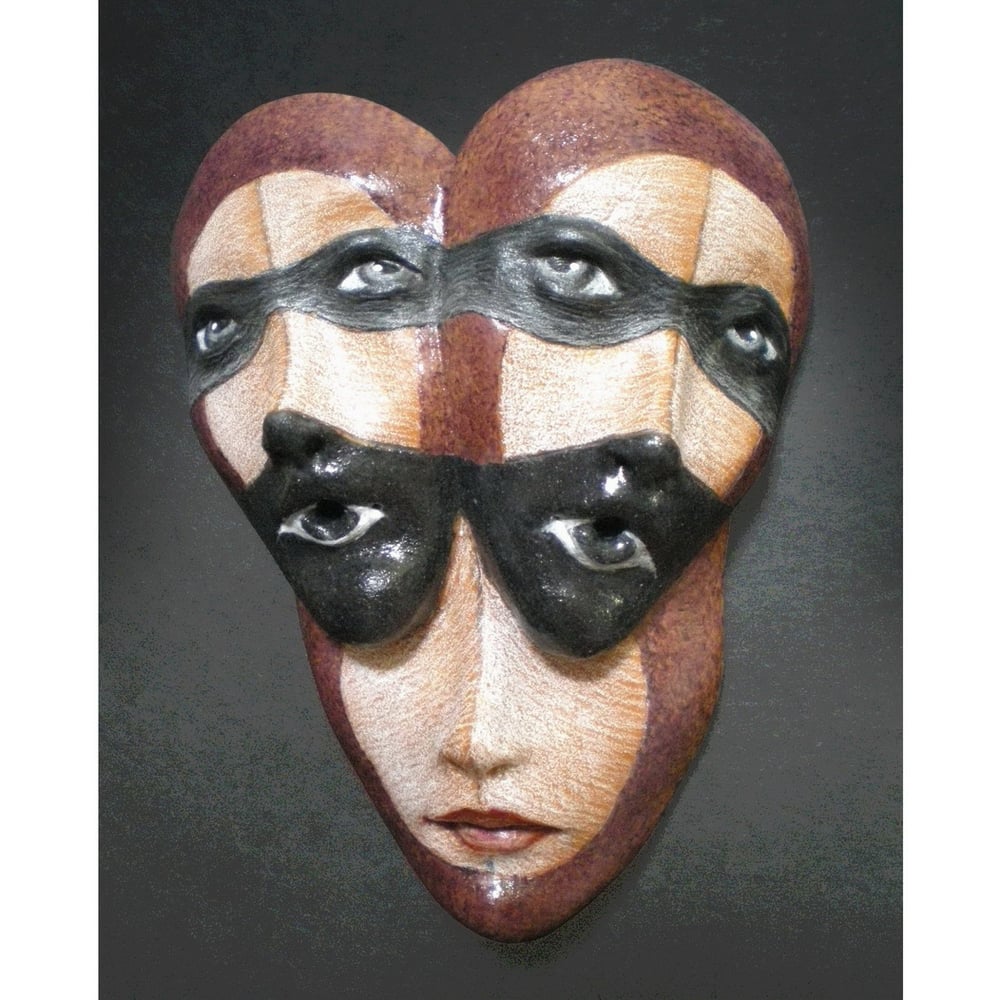 Image of Altered Ego - Mask Sculpture, Ceramic Mask Pendant, Original Mask Art
