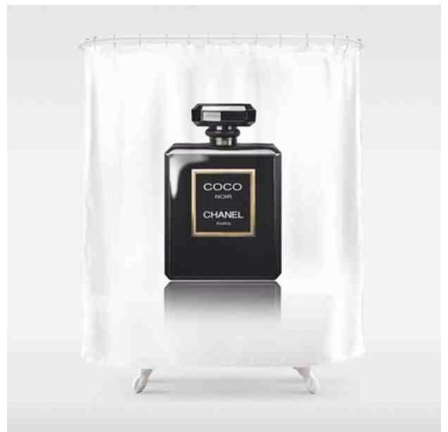 chanel no 5 shower curtain