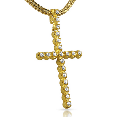 Image of Gold Syntheti diamond cross 30 inch necklace