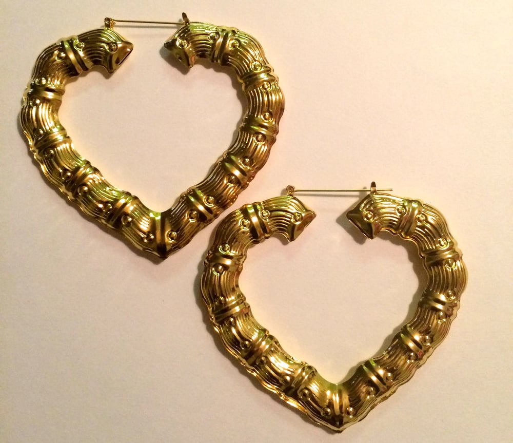 Image of "Big Heart" Bamboo Earrings