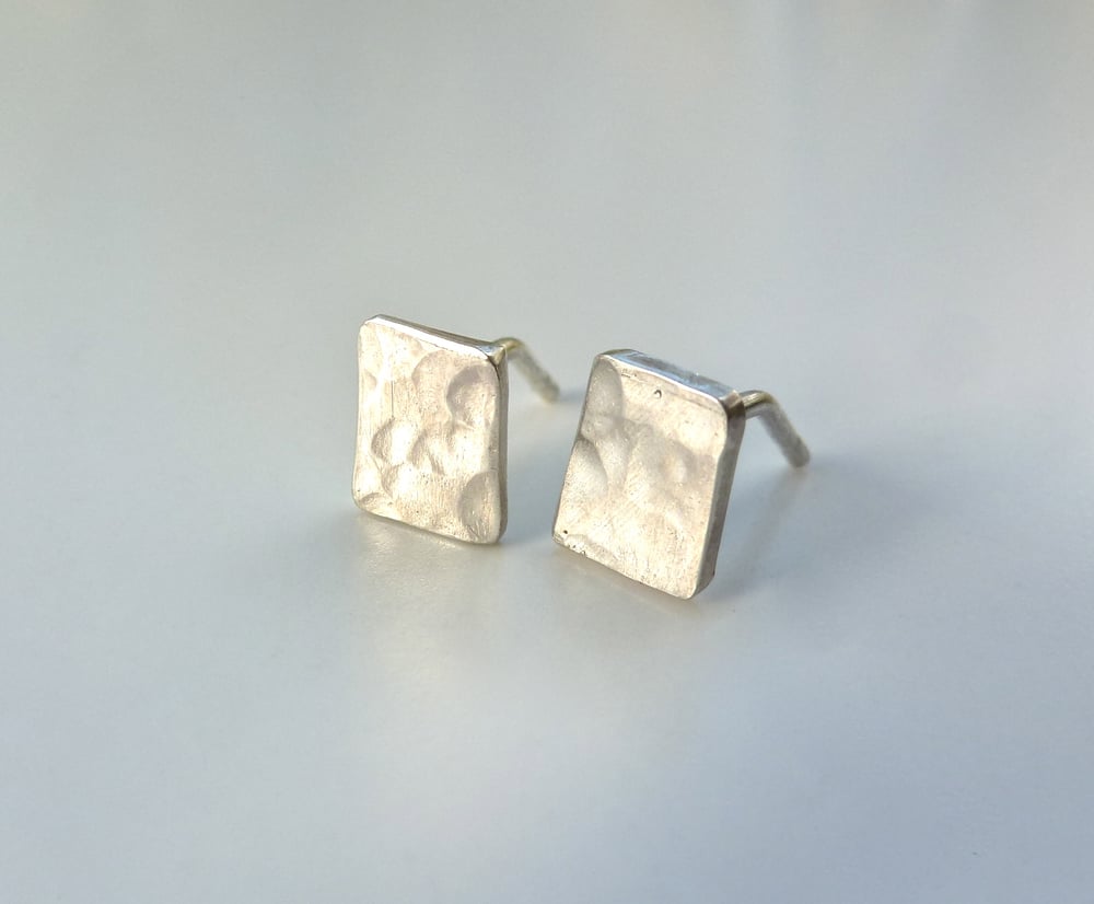 Image of Beaten Rectangle Earrings