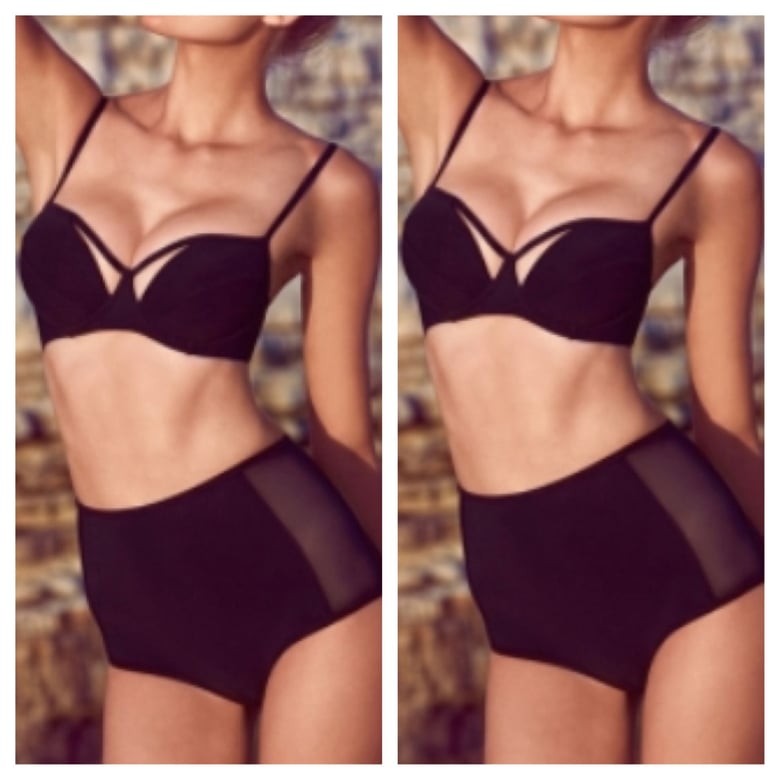 Image of Black with Mesh High Waisted Bikini