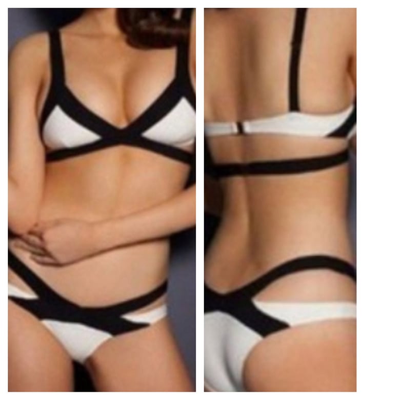 Image of Black and White Bandage Bikini