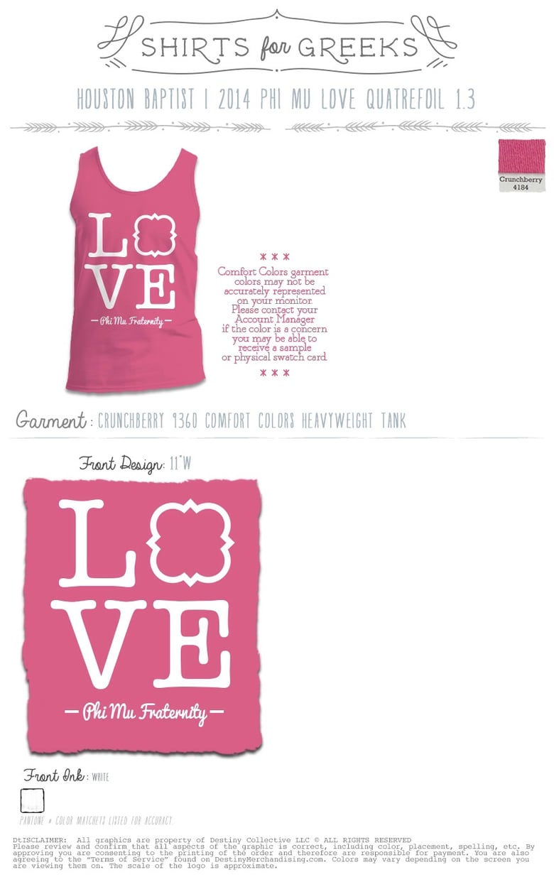 Image of Phi Mu Love Pink Tank