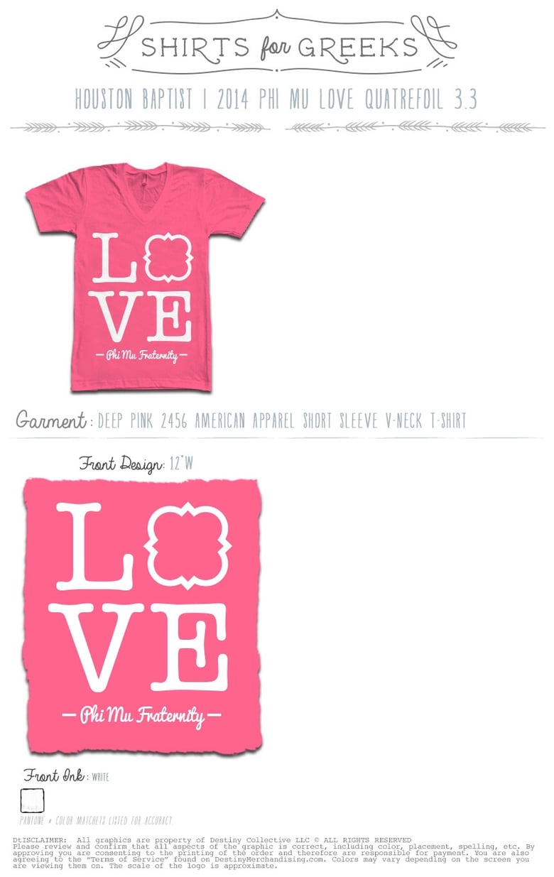 Image of Phi Mu Love Pink Vneck