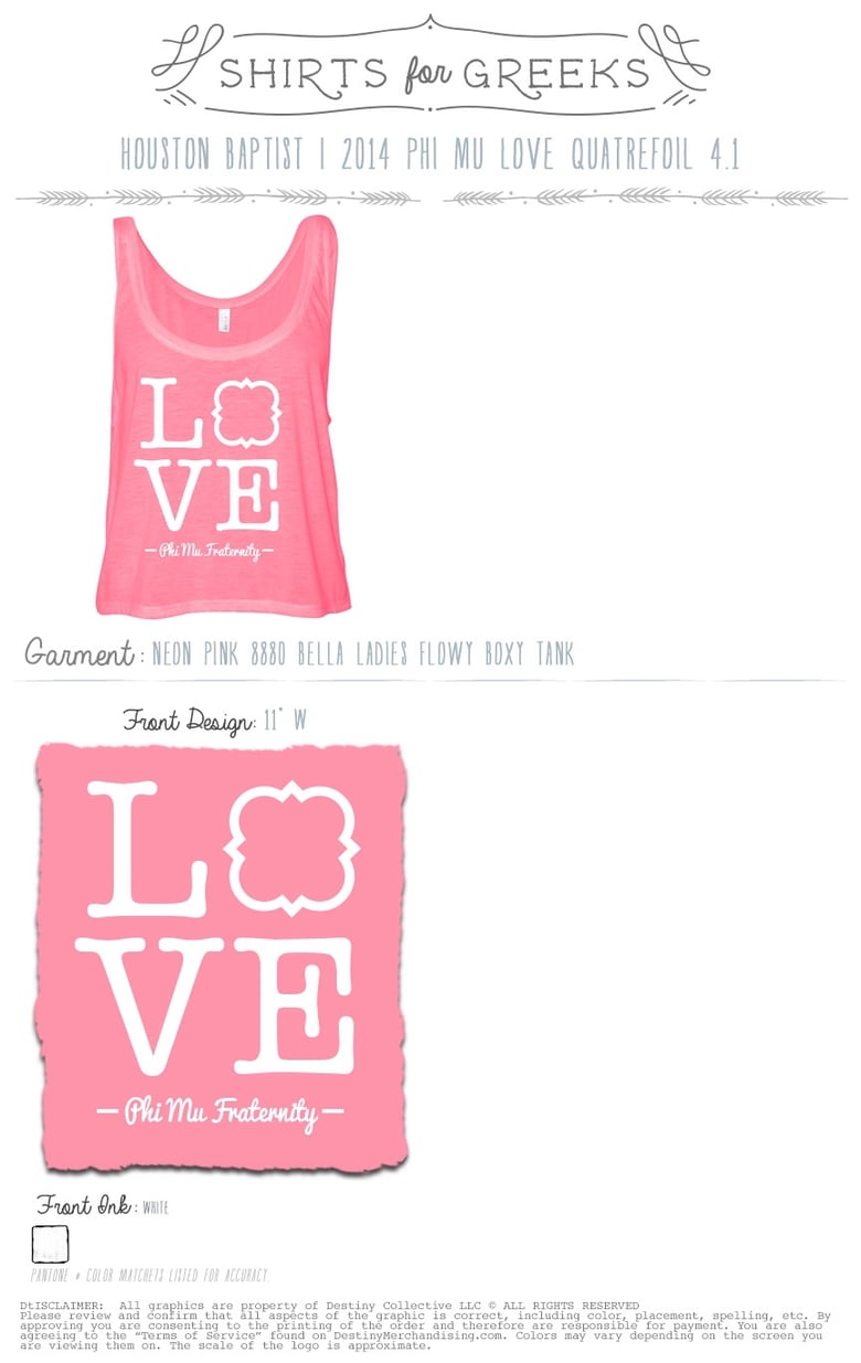 Image of Phi Mu Love Pink Bella Crop Top