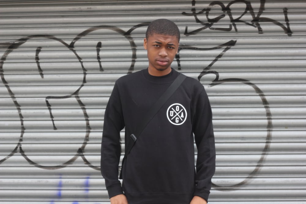 Image of "London 43" Black Jumper w/ White Print