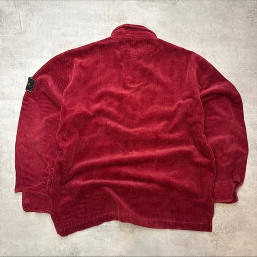 Image of 1990s Stone Island Jumbo Corduroy 1/4 Button Up Shirt, Size Large