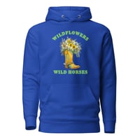 Image 1 of Unisex Hoodie, Wildflowers Wild Horses Cowgirl Western Boot Sunflower Hoodie