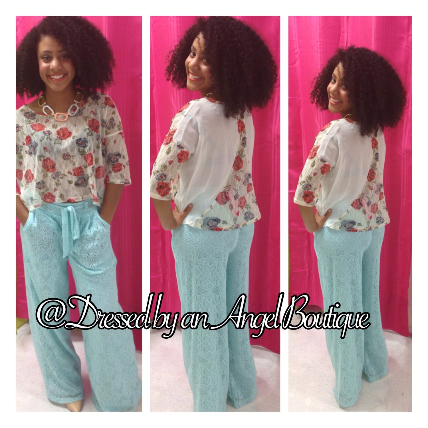 Image of Mint Lace Wide Leg Pants