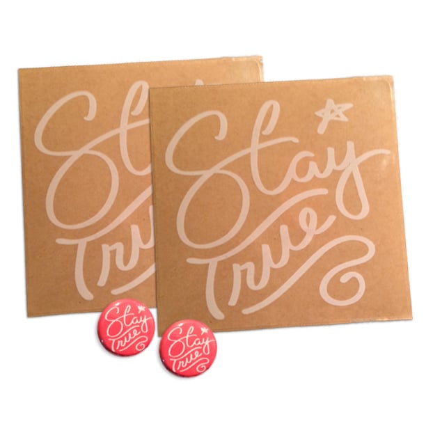 Image of Stay True Sticker & Button Pack