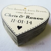 Image 4 of 100 Personalised Light Cream Heart Gift Tags
