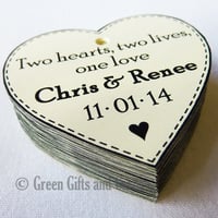 Image 3 of 100 Personalised Light Cream Heart Gift Tags