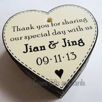 Image 1 of 100 Personalised Light Cream Heart Gift Tags