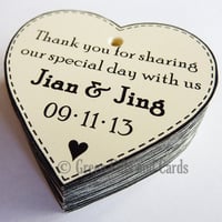 Image 2 of 100 Personalised Light Cream Heart Gift Tags