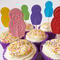 Image 1 of 40 Babushka/ Russian Doll Cupcake Toppers