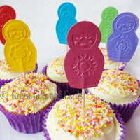 Image 4 of 40 Babushka/ Russian Doll Cupcake Toppers