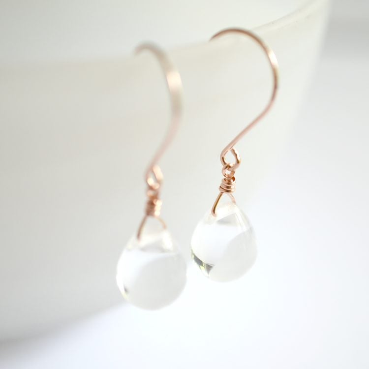 Image of Clear glass drop earrings