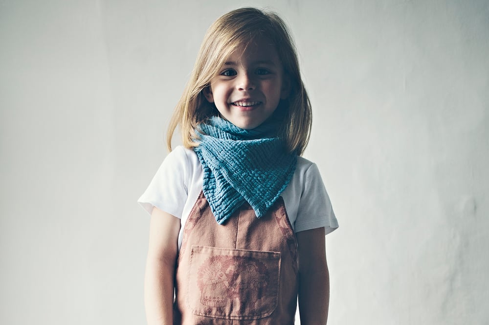 Image of WAYDA Organic Cotton Muslin Scarf - Arctic Blue