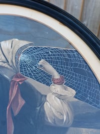 Image 4 of HUGE Victorian "faceless girl" with preserved web inside Victorian frame