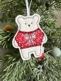 Image 2 of Christmas Bow jumper Polar Bear Decoration 