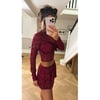 Burgundy Lace Top and Shorts Co Ord Set