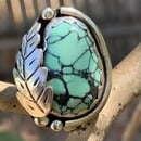 Image 1 of Handmade Sterling Silver Webby Variscite Ring w/Leaf