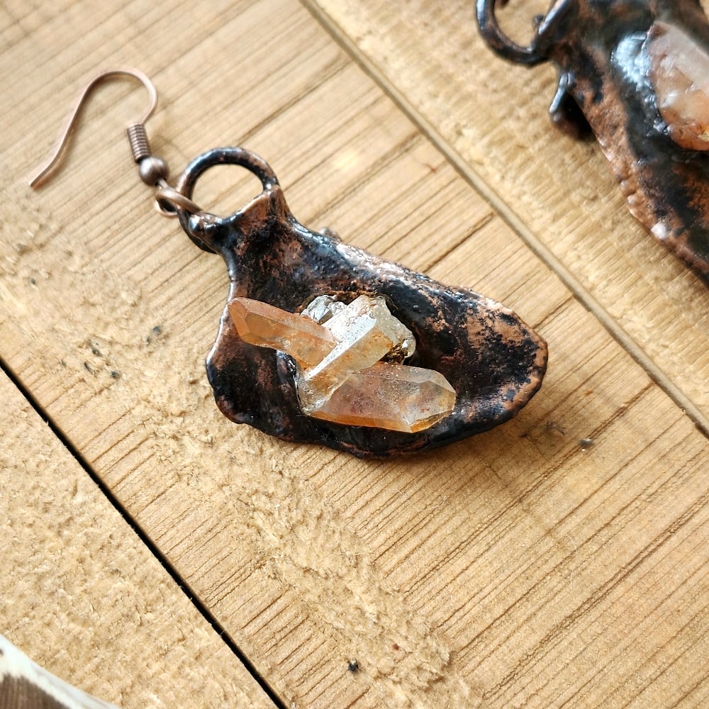 Image of Tangerine Quartz Scapula Earrings