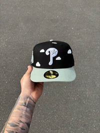 Image 2 of PARTLY CLOUDY DARK SIDE OF THE MOON PHILLIES CUSTOM FITTED CAP