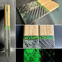 Image 1 of Giraffe Bone & Green GLOW Carbon Fiber Segmented Knife Scales