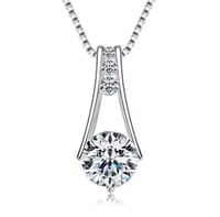 Image 2 of 925 Sterling Silver 9mm 2.0ct VVS1 Moissanite Trapeze Pendant