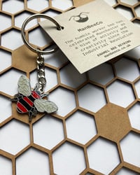 Image 1 of Manchester Bee Enamel Red Keyring 