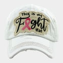 THIS IS MY FIGHT HAT - Adjustable Camo Distressed Denim Pink Ribbon Ball Cap
