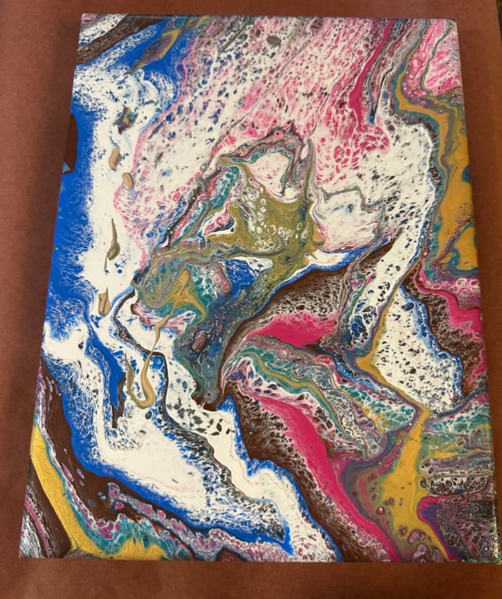 Image of 8x10 Pink Blue Gold Swirl