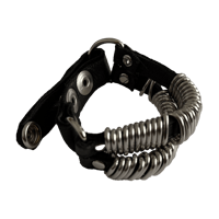 Image 1 of STEEL STACKED LEATHER BRACELET