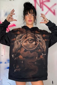 Image 3 of “FORTUNE TELLER” CUSTOM BLEACH PAINTED PILLIVER HOODIE XL