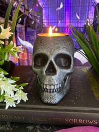 Image 2 of Stone tea light/ incense holder (antique silver) )