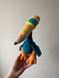 Image 2 of Teal Pencil Bird Folk Doll