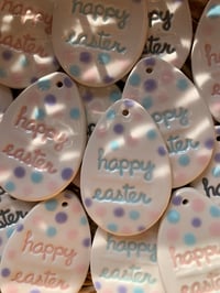 Image 1 of Pastel Polka Dot Happy Easter Egg Hanging Decoration
